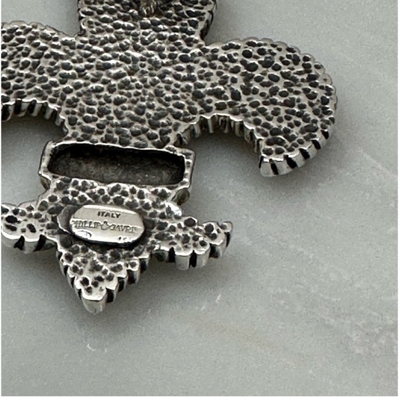 FINE JEWELRY Silver And 18Kt Gold Large Fleur De Lis Pendant Necklace - Picture 10 of 12